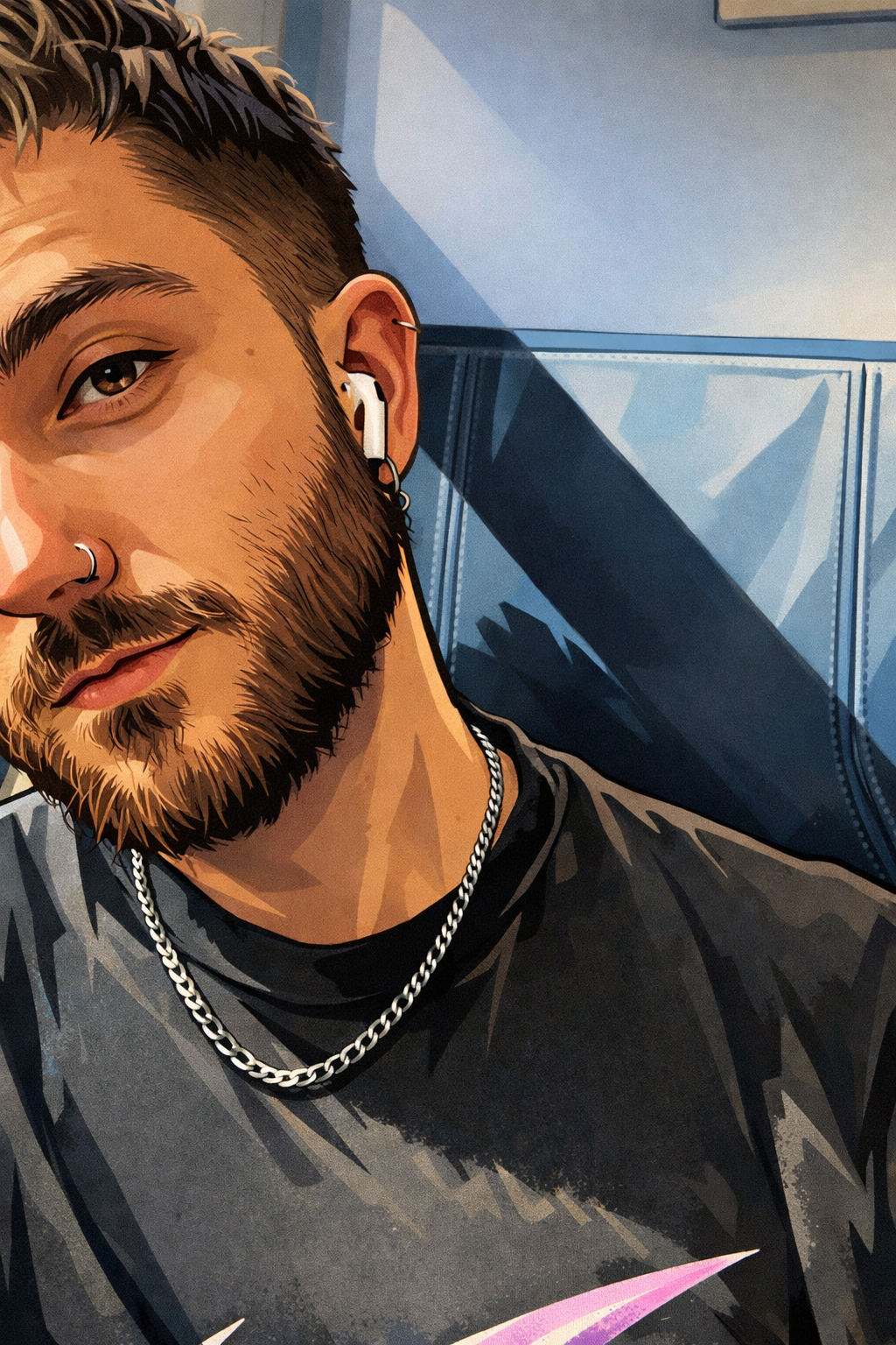 Illustrated portrait of Adam Britton